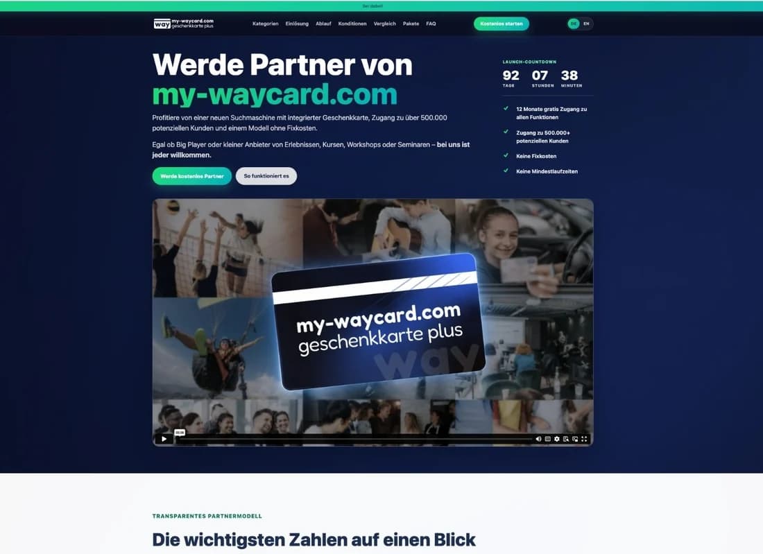 Partner landing page for my-waycard.com