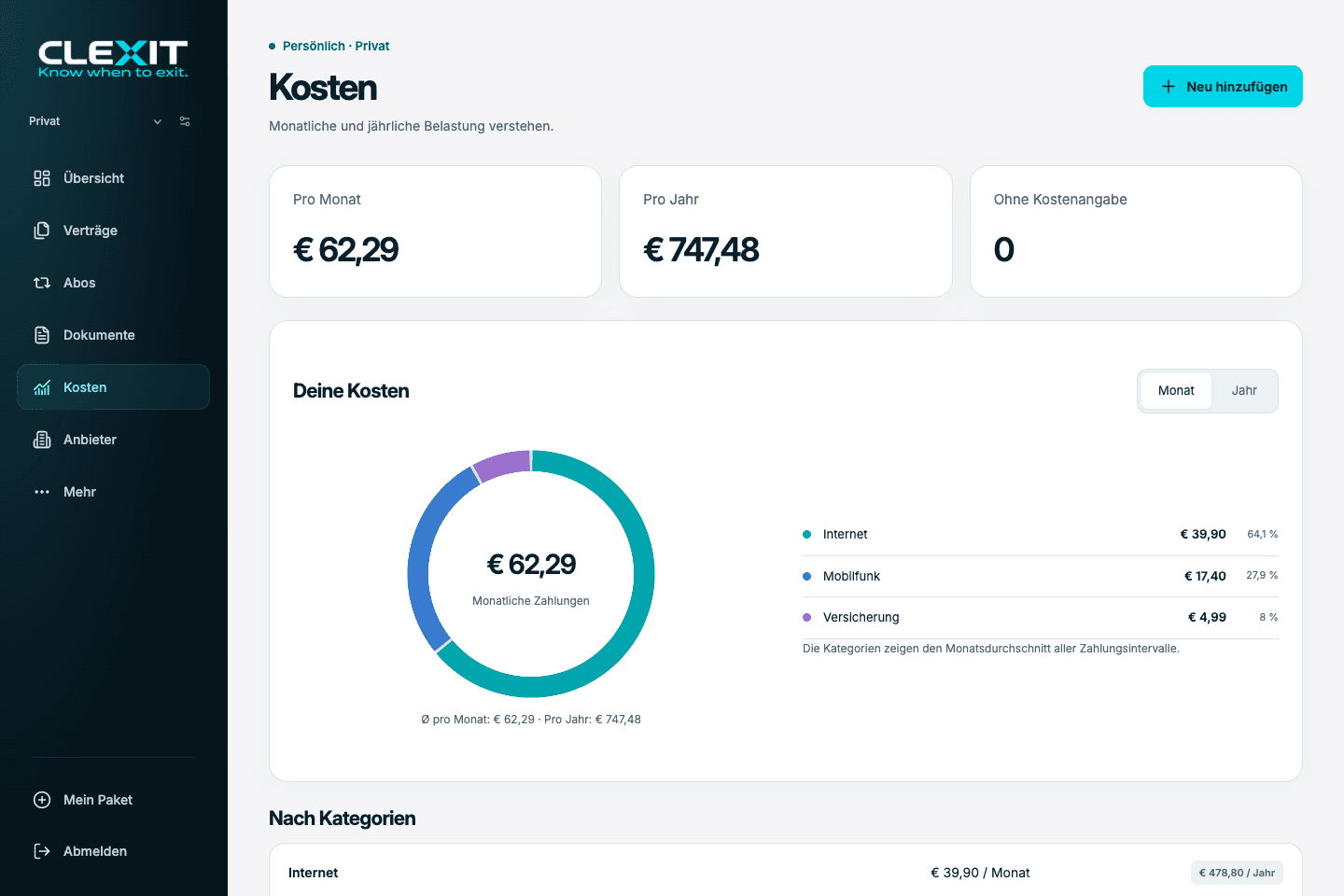 CLEXIT Website & App Desktop Ansicht 3