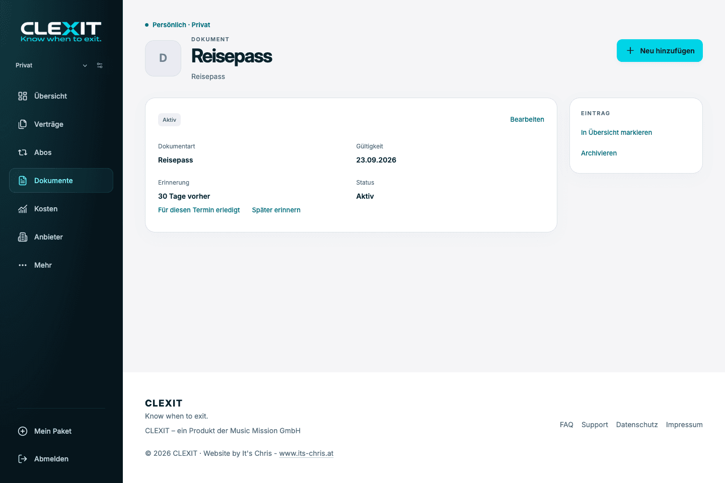 CLEXIT Website & App Desktop Ansicht 4