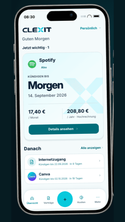 CLEXIT Website & App Mobile Ansicht 2