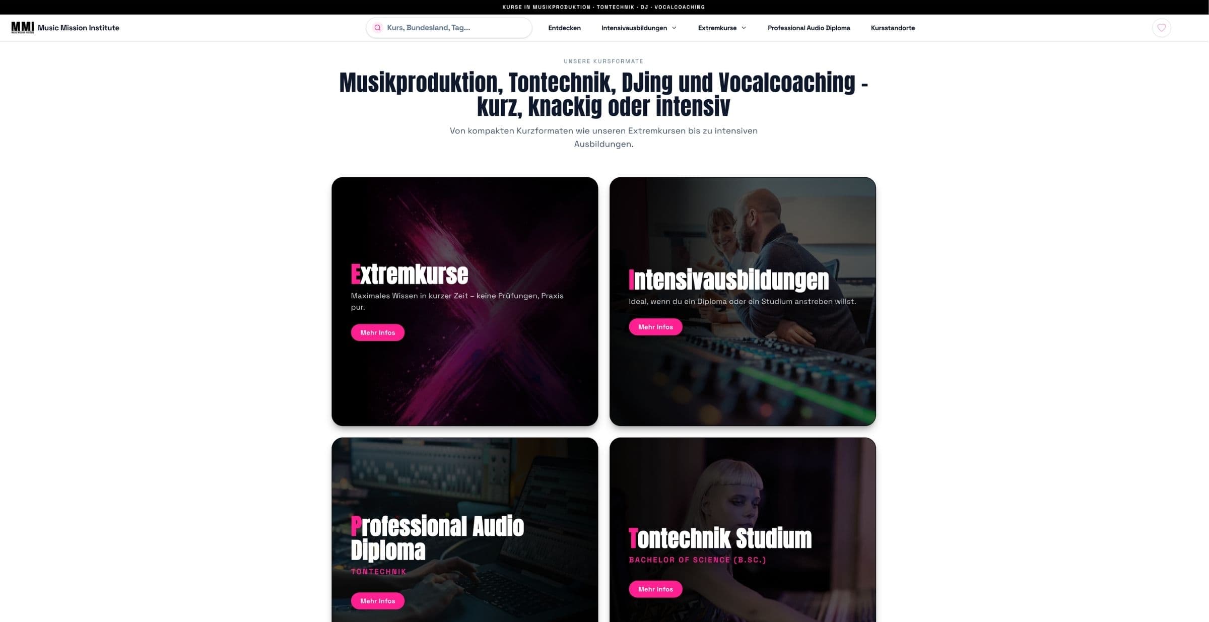 Music Mission Institute Desktop Ansicht 2