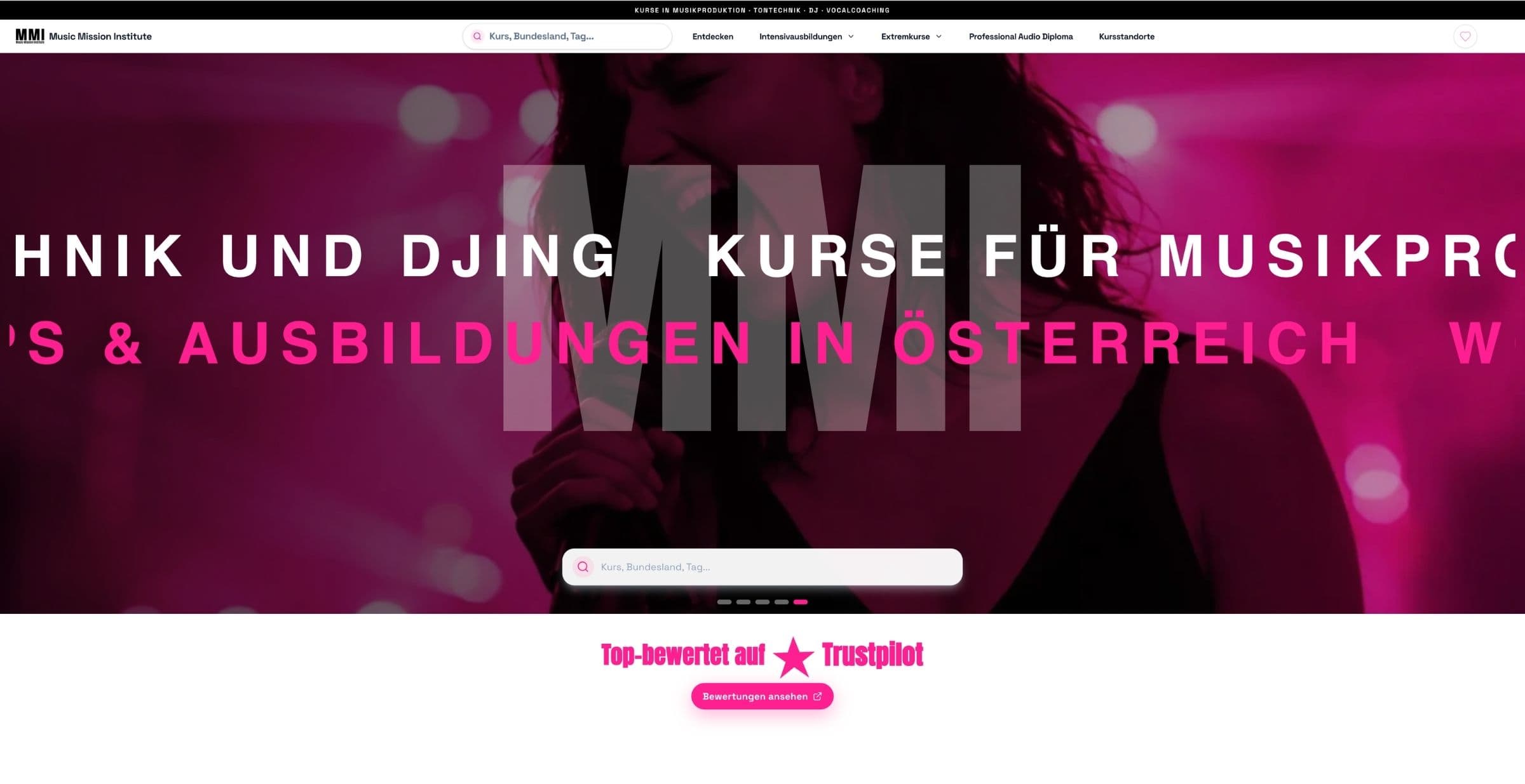 Designsystem und Seitenaufbau der Kursplattform Galerie 1