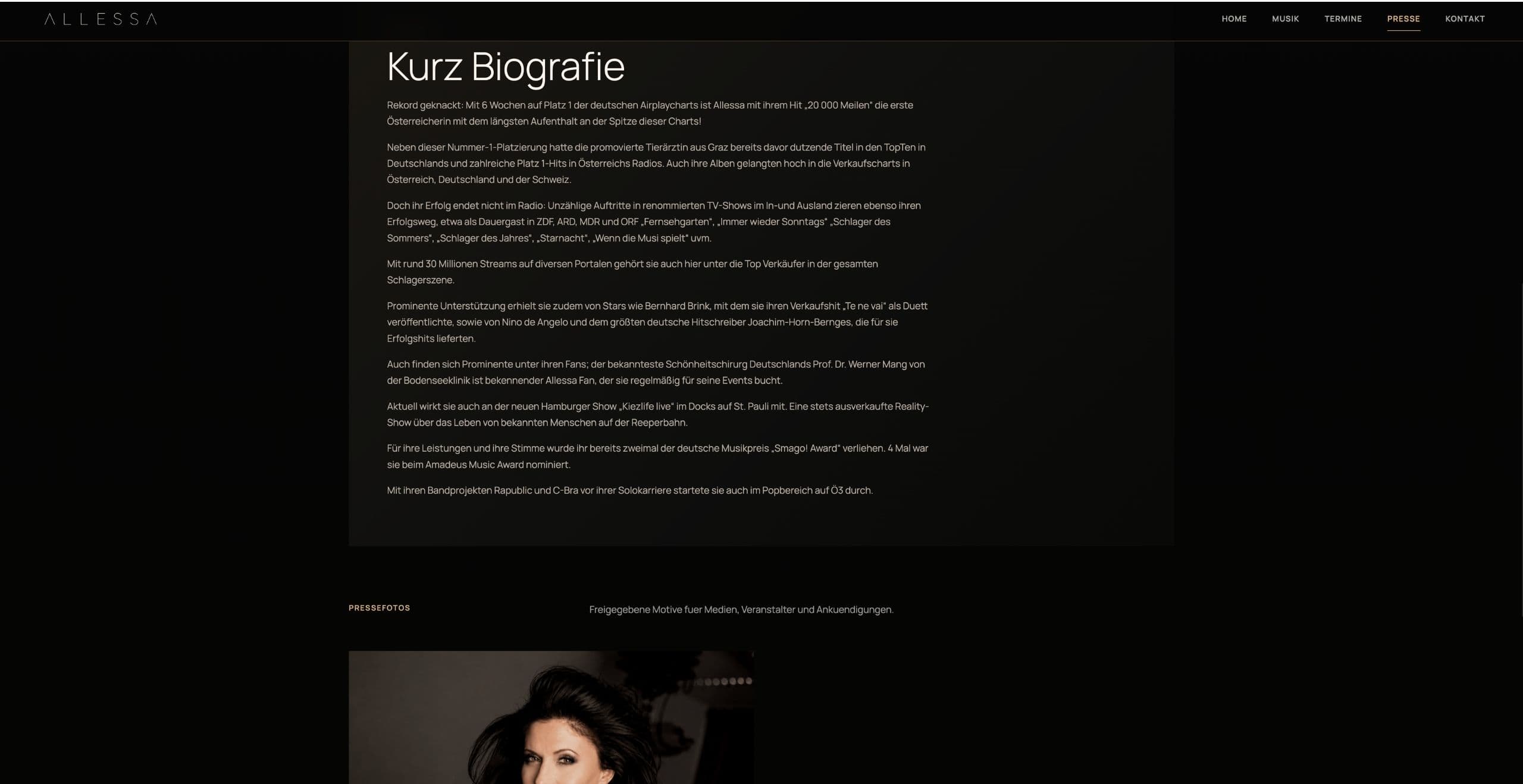 Visuelle Gestaltung, Inhalte und Musik-Präsentation Galerie 6